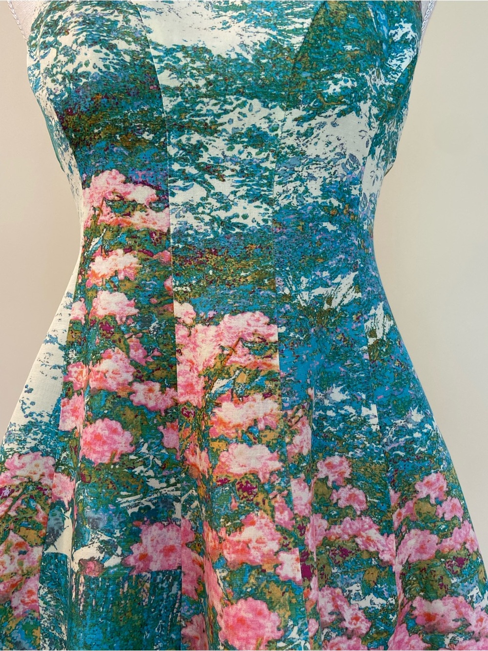 Tracy Reese Anthropologie Silk Monet Inspired Floral Pink Blue Green Dress $349 - Picture 5 of 16